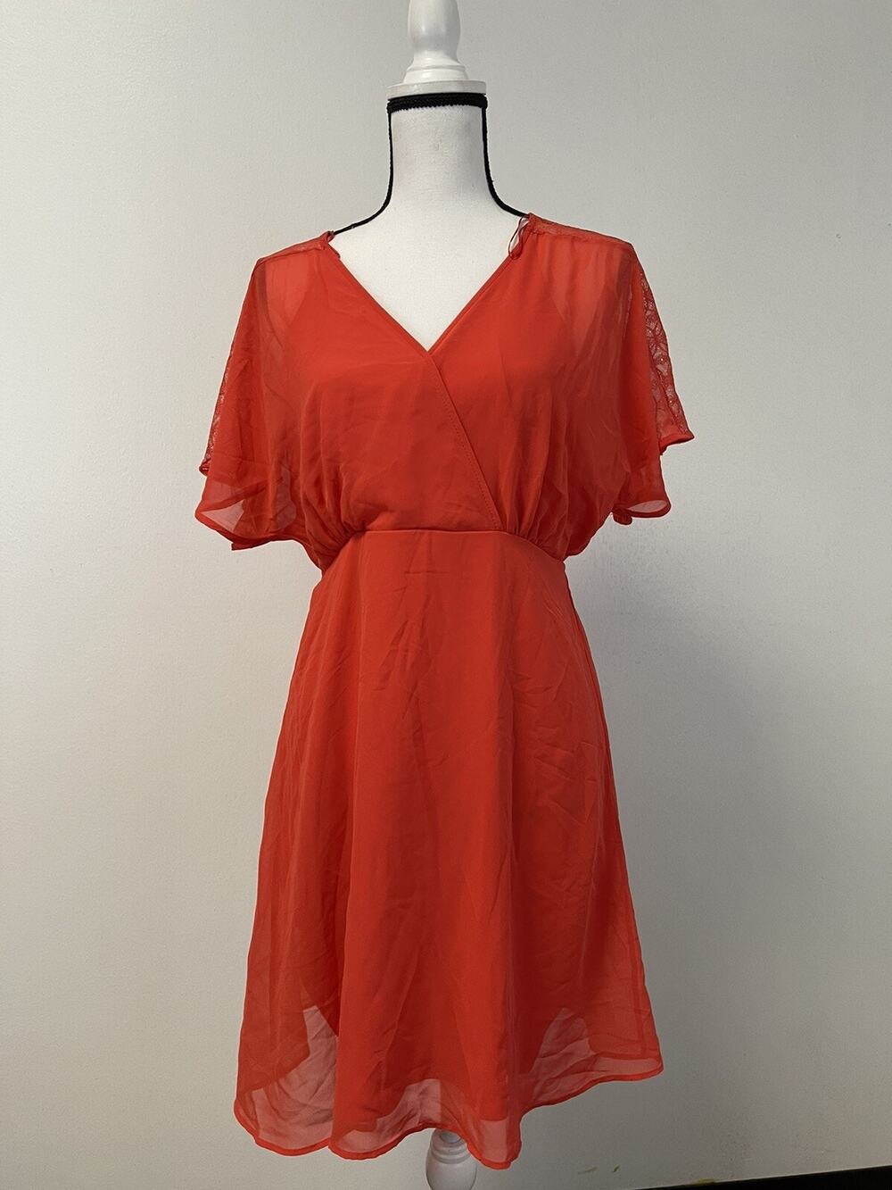 NAF NAF Dress Womens Size 4 A Line Mini V Neck Reversible Flutter Sleeve N166